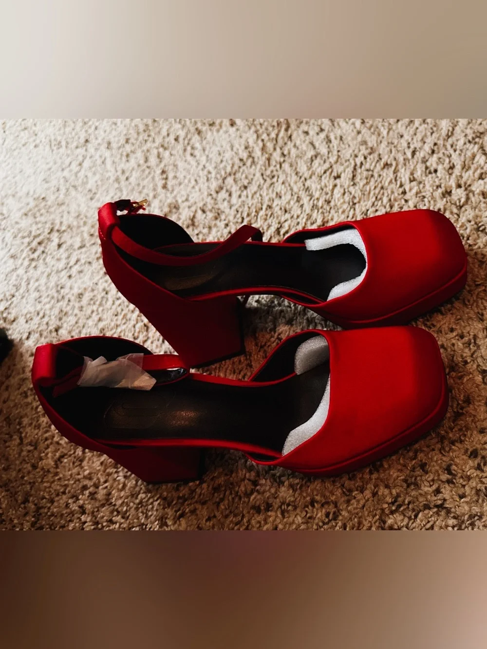 NWOB & Other Stories Red Platform Block Heel Sandals
